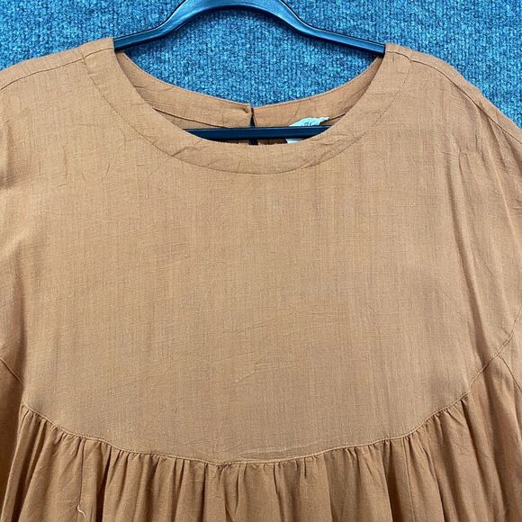 UMGEE Dress Womens M Rust Round Neck Shift Babydoll Boho Cottagecore Western - Picture 2 of 9